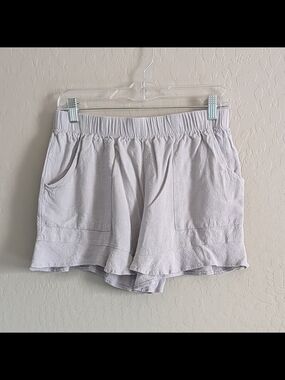 Elastic Waist Light Gray Women's Casual Pull On Shorts XL